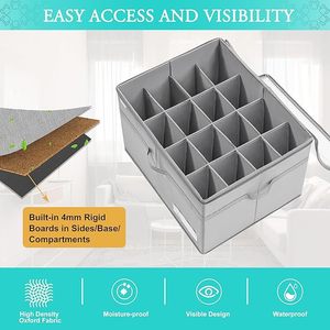 Linen Vải Lưu Trữ Hộp Cube Tủ Công Suất Lớn 3-Hai Lớp Có Thể Gập Lại Đồ Lót Ngăn Kéo Tổ Chức Hình Chữ Nhật 300D - Product Image 4