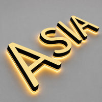 Signalétique personnalisée pour bâtiments intérieurs, publicité extérieure, enseigne de magasin, enseigne de boutique, lettres 3D dorées rétroéclairées, enseigne LED