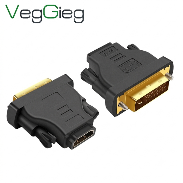 Veggieg Factory Wholesale Gold-Plated DVI Male to HDMI Female Connector 24+1 Pin DVI-D to HDMI Video Adapter