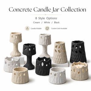 Recipientes de Cemento para Velas, Estilo Nórdico Creativo y Único, Recipientes Vacíos de Cemento Mate de Lujo, Multi-estilo, para Fabricantes de Velas - Product Image 1