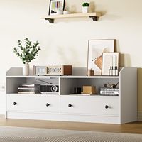 Support TV pour téléviseurs jusqu'à 60 ", centre de divertissement TV avec prise de courant et tiroirs de rangement, table console TV moderne