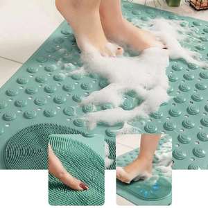 Tapis de sol de salle de bain antidérapant en PVC avec ventouses, pour le nettoyage, le massage et la douche, motif vague solide - Product Image 2