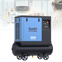 Compresseur à vis 7.5kw 10hp 220v 1ph intégré 1phase 7.5kw compresseur d'air magnétique sécheur monophasé 175 psi 80 Gl réservoir 300l