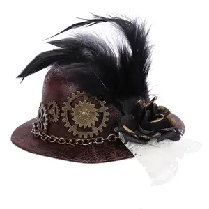 Steampunk Mini Đầu Mũ Gothic cổ đầu bánh Neo edwardian tóc clip nhỏ Bowler Victorian trang phục accessores hơi Punk hat