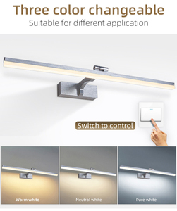 Applique murale LED moderne, blanche, rectangulaire, en plastique, pour miroir de salle de bain, montage en surface, 4100K, blanc neutre, design minimaliste - Product Image 6
