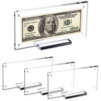 Cadre photo magnétique en acrylique transparent, cadre de présentation pour billets de banque commémoratifs/dollars américains, support de présentation de bureau avec base