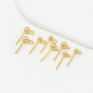 Pendientes de botón con forma de bola, aleación de cobre, chapados en oro de 18 quilates, postes de plata S925, joyería de moda unisex - Product Image 4