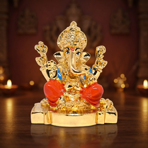 Handmade 3.5 Inch Golden Plated Stainless Steel Ganesh Ji Idol <b>Statue</b> Metal Handicraft Eco Friendly Home Decor - Product Image 5