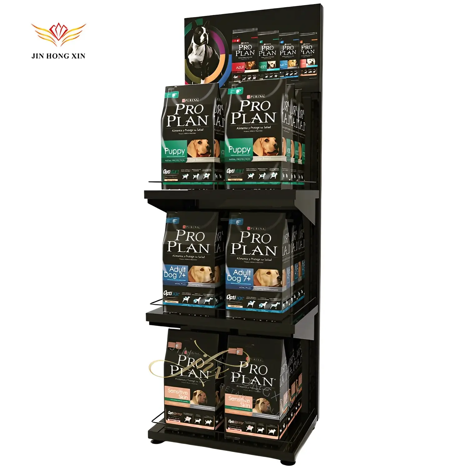 Facile da montare materiale leggero in metallo desikick Display Walmart per Pet Food