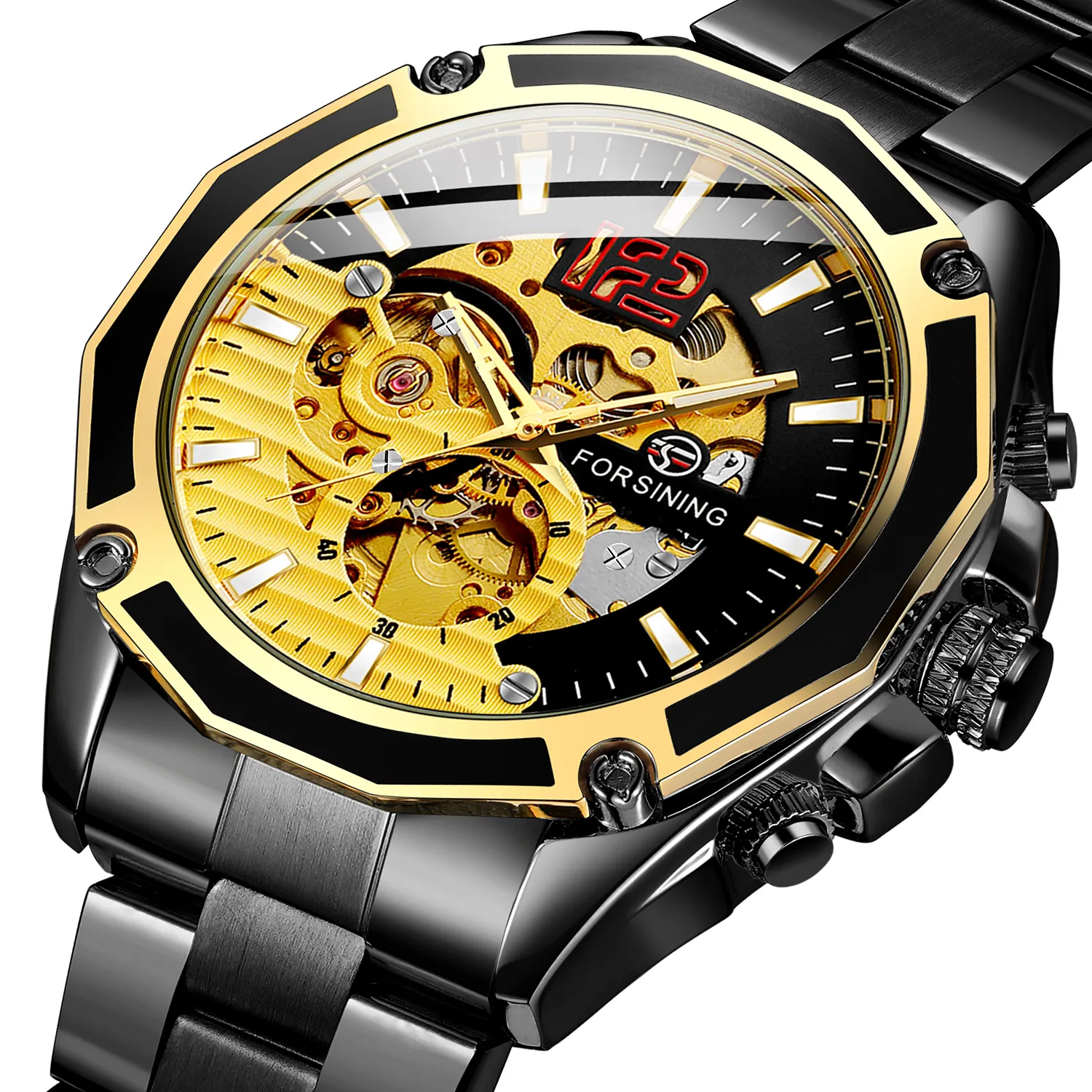 2022 relogio forsining Uhr montrepourh Gold Kleid Custom Logo Automatische Skelett Mechanische Uhr für Armbanduhren Herren