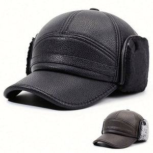 Gorro de Béisbol de Cuero PU con Protección para los Oídos, Cortavientos, para Ciclismo en Invierno, para Hombre, Informal, Cálido, con Peluche, para Deportes al Aire Libre, Novedad 2025 - Product Image 2