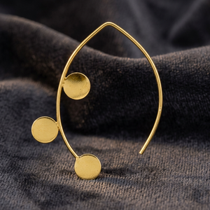 Boucles d'oreilles pendantes en laiton faites à la main Soumya Creations, design géométrique tendance, plaqué or, unisexe - Product Image 4