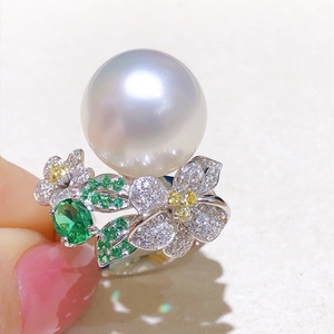 Bague en argent 925 avec perle naturelle, polyvalente, tendance, micro défauts, cadeau idéal, 13-14 mm, édition commuter - Product Image 1
