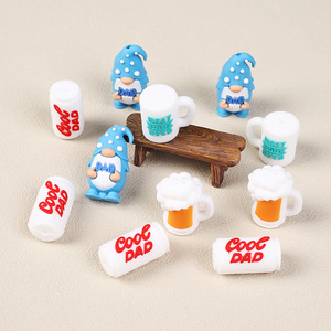<span class=keywords><strong>Perles</strong></span> en silicone à trou droit motif dessin animé pour la fête des pères, idéales pour la fabrication de bracelets DIY, la création de bijoux et les fournitures d'artisanat, cadeau fantaisie pour enfants. - Product Image 1