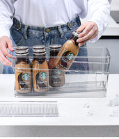 Organisateur de réfrigérateur à roulettes automatique à 2 niveaux, matériau PET, capacité de 6 à 10 L, forme rectangulaire, boissons fraîches, bière, soda, canettes