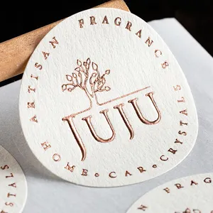 Etiqueta de papel de folha de ouro com logotipo personalizado, adesivo de papel texturizado para impressão de etiquetas em relevo, logotipo de marca