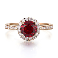 Provence 3CT Lab Grown Ruby Ring 14k Or Jaune avec Pierre Principale 9mm Rond Pigeon Blood Ruby Ring Bijoux Personnalisés De Haute Qualité