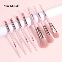 Kit de pinceaux de maquillage de voyage végétalien de luxe personnalisé marque privée pinceaux de maquillage rose à manche durable personnalisé