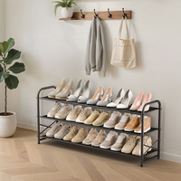 Étagère à chaussures en métal empilable à trois niveaux pour la maison, design minimaliste moderne, pour l'entrée, utilisation en intérieur