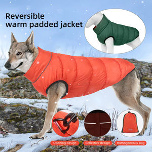 Manteau réversible haut <span class=keywords><strong>de</strong></span> gamme pour animaux <span class=keywords><strong>de</strong></span> compagnie, classique, en coton et polyester, chaud, pour l'automne et l'hiver, veste gilet, équipement d'extérieur, vente en gros - Product Image 1