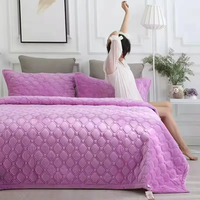 Couvre-lit en flanelle super douce linge de lit matelassé géométrique couvre-lits pour l'hiver chaud drap plat couverture couverture couverture