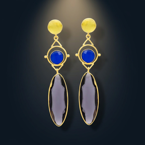 Boucles d'oreilles pendantes en argent avec pierres précieuses, faites à la main, plaquées or, ethniques, pour fiançailles, fête, mode bohème - Product Image 2
