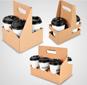 2/4/6 Paper Plastic Cup Holder for Coffee Boba Drinks, Boba Coffee Packaging Takeaway Cup Holder Carrier Reusable