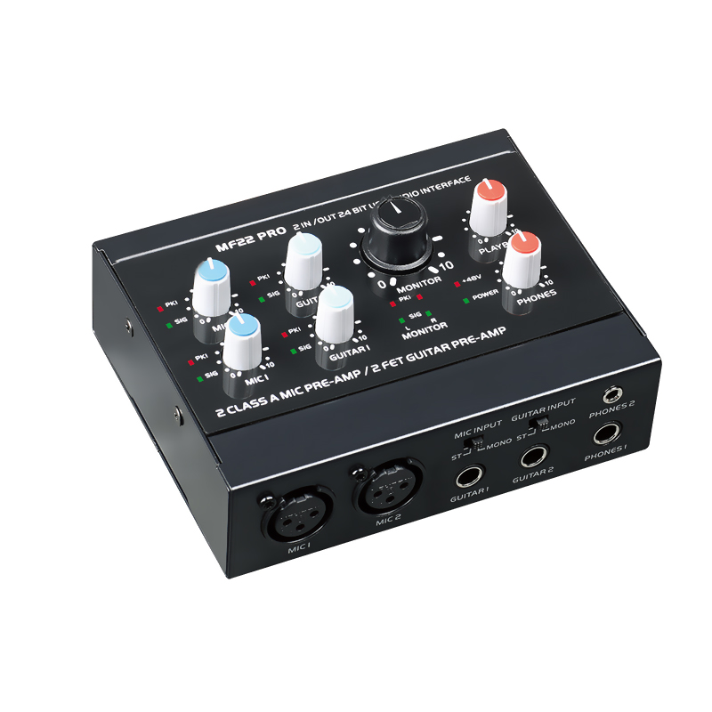 Professional Audio Interface Mixer 24 BIT Sound card With 48V Phantom Power