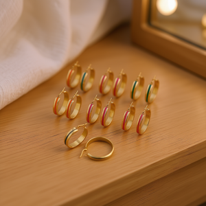 Boucles d'oreilles créoles plaquées or en acier inoxydable, 12 paires, boucles d'oreilles pendantes tendance, bijoux unisexes, fabrication chinoise, modèle 47612 - Product Image 2