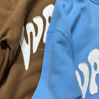 Ensemble survêtement décontracté imprimé avec broderie et patchs, logo personnalisé appliqué, pour homme, coupe oversize et ample, comprenant un sweat à capuche et un pantalon de survêtement