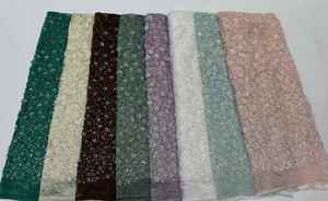 Tissu de dentelle en tulle à fleurs 3D marron <span class=keywords><strong>café</strong></span>, orné de strass et de perles, pour robe de mariée, robe de soirée ou robe de demoiselle d'honneur - Product Image 6