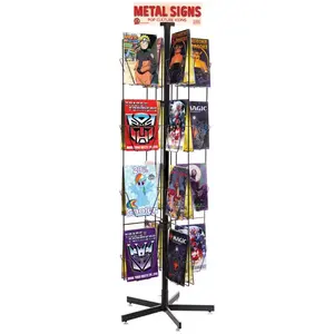 Customized Floor Stand Pocket Rotating Sturdy Durable Magazine Holder Display Racks Wire Greeting Card Displays Rack