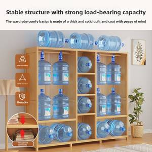 خزانة ملابس عصرية بسيطة للمنزل وغرفة النوم، خزانة تخزين اقتصادية مناسبة للغرف المؤجرة، متينة ومقاومة للغبار مع أبواب من الخشب المضغوط - Product Image 3