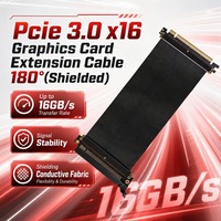 Kabel Riser PCIe 3.0 X16 Panjang Dapat Disesuaikan 5-35cm 16GB/s 180 Derajat Putar Pelindung Kain Konduktif untuk Pengaturan MOD PC Gaming