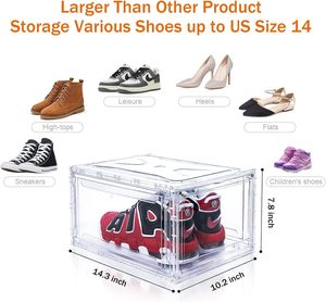 6 Pack Stackable Modern Flexible <b>Shoe</b> Crates <b>Clear</b> Foldable PP+PET Sneaker <b>Box</b> for <b>Shoes</b> Display Magnetic <b>Shoe</b> Case - Product Image 2