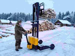 Chariot élévateur électrique autoporté SOLREIGN <span class=keywords><strong>CDD</strong></span>-20H 2 tonnes, tout-terrain, avec chariot à palettes, 48V Lithium-Ion, hauteur de levage 2,2m, CE OEM - Product Image 2