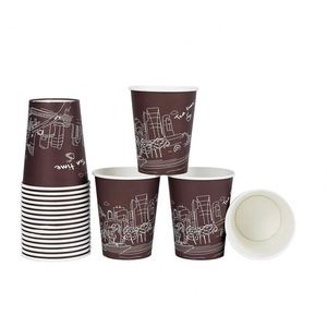 Gobelets à café en papier jetables pour boissons chaudes à emporter, thé au lait, simple paroi, 8 oz, avec couvercles en plastique - Product Image 5