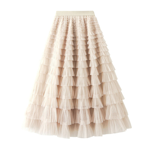 2026 women's new fashion slim <b>mesh</b> pleated <b>skirt</b> casual daily cake print spring/summer half <b>skirt</b> - Product Image 6