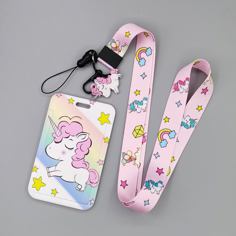 Lovely Cartoon Keroppi Sailor Kirby Unicorn Lanyard With Card Holder Case Name Badge Polyester Lanyards Card Case Cover Custom Image 5