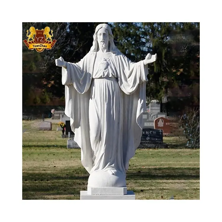 Decoración estatuas de mármol de tamaño natural Jesucristo natural Hande tallado católico religioso Jesucristo estatua