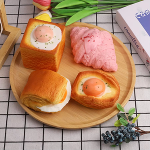 Juguete Antiestrés de PU Suave de Rebote Lento, Comida Realista: Huevo Frito, Croissant, Tostada, Dulce, para Aliviar el Estrés - Product Image 6