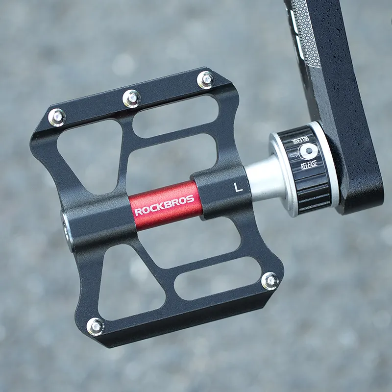 ROCKBROS-Pedales de bicicleta Mtb, rodamiento de sello impermeable de liberación rápida, antideslizante, cromo, molibdeno, Pedal de carretera