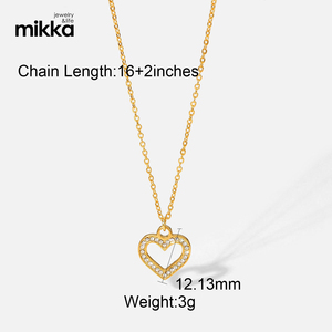 Gioielli in acciaio inossidabile catena placcata oro 18 carati cuore occhi malvagi sole con collana con ciondolo in pietra preziosa per regalo donna - Product Image 3