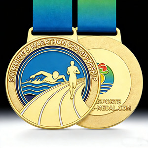 Medaglia in Metallo Dorato 3D con Logo Personalizzato |   Premio Sportivo Scolastico in Metallo Pressofuso con Nastro |   Targa premio e regalo di benvenuto - Product Image 1