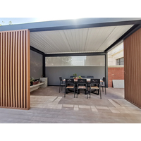 Perche à rouleau électrique avec système de fermeture éclair, Pergola en aluminium motorisée, étanche et bioclimatique pour café, piscine, jardin, gazébo