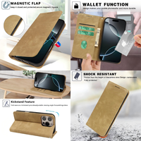 Nouvelle Housse Étui Portefeuille en Cuir PU à Design Simple pour iPhone 16 (Nouveaux Modèles), iPhone 17 Pro Max, 15, 11, 12, 8, 7, 6 Plus, XS, XR, X