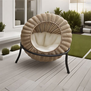 Kunden spezifisches Muschel-Muschel-Rattan-Haustier bett | Erhöhter Metallst änder, Plüsch kissen | Indoor Outdoor <span class=keywords><strong>Cat</strong></span>/Dog Lounge - Product Image 6