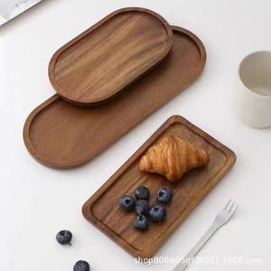 Bandeja de servir de madera hecha a medida, redonda, de madera maciza, color retro, para postres, frutas, té, origen Shandong LY03029 - Product Image 4