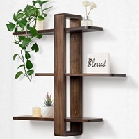 Étagère murale en bois à trois niveaux avec crochets, pour l'entrée, le rangement du courrier et des documents, organisateur de décoration intérieure