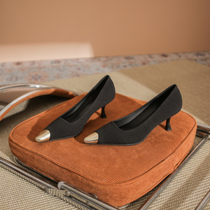 532A Escarpins à talon aiguille pour femme, bout pointu, talon haut, chaussures de cérémonie élégantes, design à bout métallique, doublure en cuir - Product Image 2